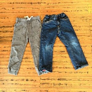 Boys Pants Lot Gap Jeans w/ Extra Layer Sz 4 Yrs Carters Dino Sweatpants Sz 4t